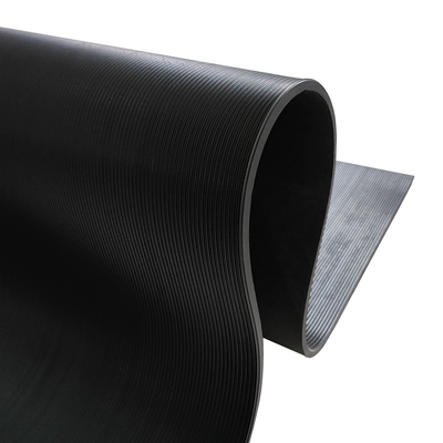 Anti-derrapagem Black Garage Rubber Mat Pavimento Padrão personalizado corrugado Fine Ribbed Grooved moeda folha de borracha